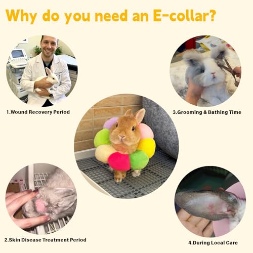 Adjustable Rabbit E-Collar, Rabbit Protection Neck Recovery Collar - Small Animal Pets After Surgery Wound Healing Anti-Bite Sratch Risistant for Guinea Pig Ferret Squrrel, Kitty (S) - size: S