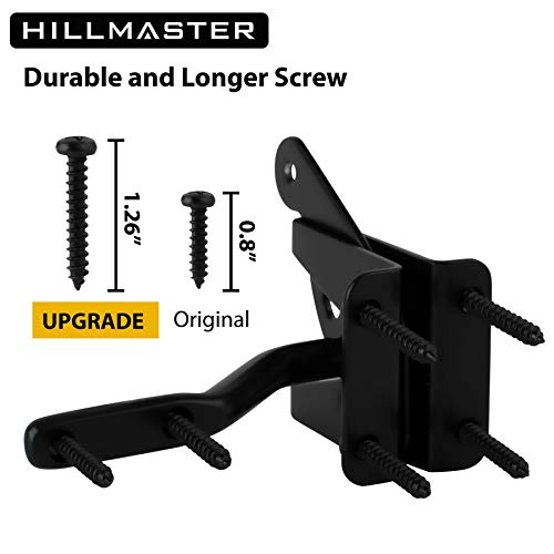 HILLMASTER Self Locking Gate Latch for Wooden Fence Heavy Duty,Gravity Lever Fence Door Latches with Steel Spring Cable Pull String Gate Hardware Gate Lock for Outdoor Secure Pool,Garden,Black Finish - size: 1 Pack