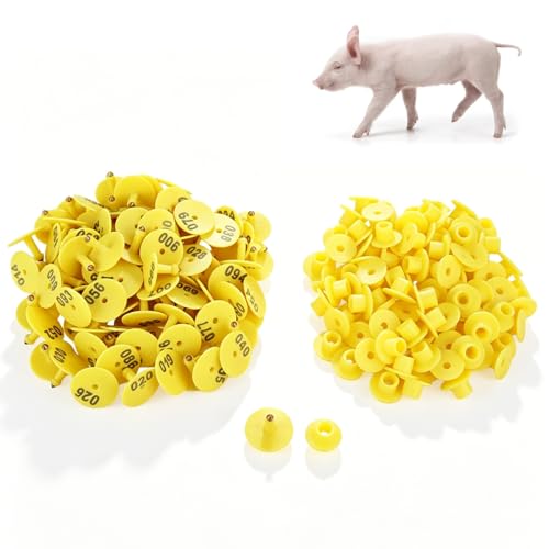 100PCS Cattle Ear Tag Plastic Livestock Ear Tag Animal Identification Earring Tagger for Cow Cattle Sheep Goats Pigs (Yellow)