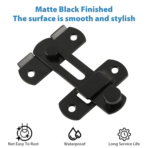Alise 2pcs 4 Inch Black SUS304 Stainless Steel Gate Latches for Barn Door | Heavy Duty Gate Hardware ,Security Flip Latch,Anti-theft Latch,Safety Door Lock for Barn Wood Fence Sliding French Door - color: Matte Black, size: 4 inch-2p