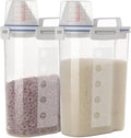 2 Pcs 5.5 LB Rice Storage Container, Airtight Cereal Flour Dispenser with Pouring Spout & Measuring Cup, Kitchen Plastic Clear Dry Food Storage Bin for Grain Oatmeal Snacks Pet Dog Food | BPA Free, Airtight Lid, See Through, with Pouring Spout, Dispenser