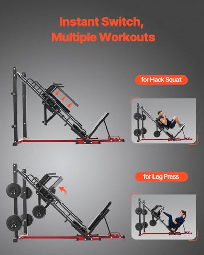 VEVOR Leg Press Machine, 700/550/440 LBS Capacity Lower Body Special Leg Machines, Adjustable Leg Strength Workout for High-Intensity Presses, Home Gym Workout Training Weight Equipment - style: Hack Squat Leg Press Machine 2000lbs