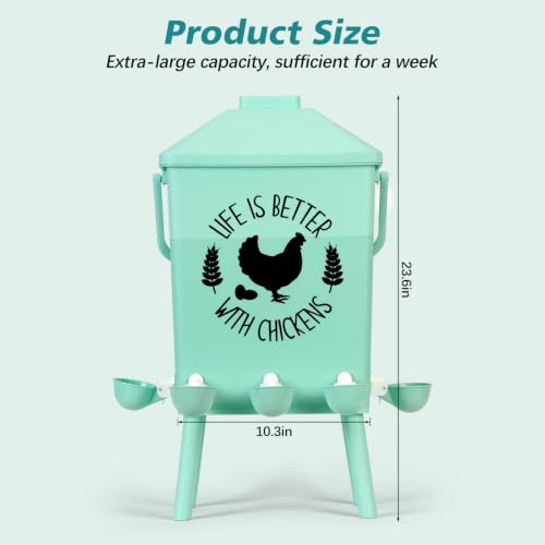 TGEYD Chicken Waterer, 4.2 Gallon Gravity Water Dispenser with Raised Stand Legs & Removable Top Cover, Hanging or Wall Mounted, BPA-Free for Backyard Chickens.