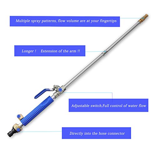 High Pressure Power Washer Wand, Watering Sprayer Cleaning Tool, Hydro Jet Water Hose Nozzle, Wand Lance for Gutter Patio Car Pet Window blue - color: Blue