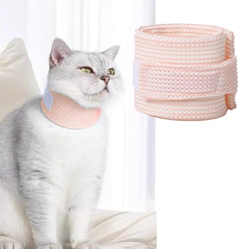 Cat Neck Brace Cover - Breathable Elizabethan Collar for Post-Surgery Recovery Anti-Lick Wound Adjustable Protective Cervical Cone for Small Medium Large Dogs Cats (Neck Girth 9.1-11.8" Depth3.2 - color: B Pink, size: M