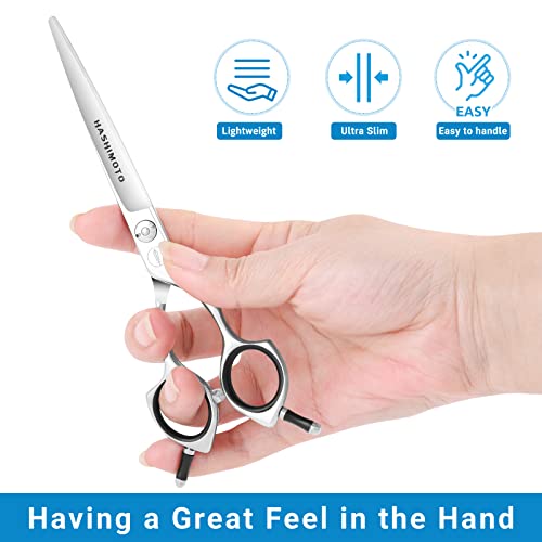 HASHIMOTO Curved Dog Grooming Scissors, 6.5 inch, Trimming Face and Paws. | Sharp, lightweight, 440C Stainless Steel, 30 Degree of Curved Blade - size: 6.5", style: Curved