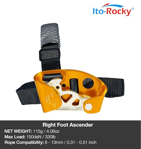 Foot Ascender Riser - Rope Climbing Equipment for SRT Climbing & Tree Arborist Climbing Device - color: Right Foot Gold