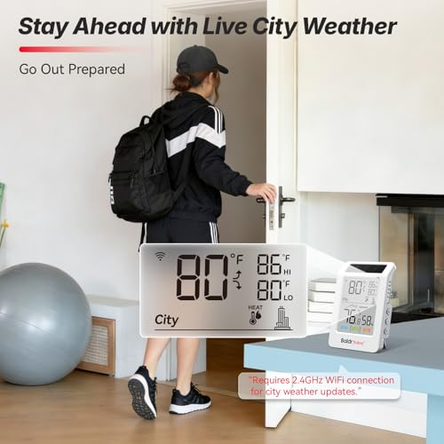 WiFi Thermometer Hygrometer, Wireless Indoor Outdoor Temperature Humidity Monitor, Solar Boost, 3.9" Large Screen, App Alerts for Home, Greenhouse, Pipe Protection, Cellar & Baby Room