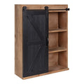 Kate and Laurel Cates Rustic Wall Cabinet; 22 x 28; Black and Rustic Brown; Farmhouse Wall-Mounted Storage Cabinet - color: Rustic Brown/Black