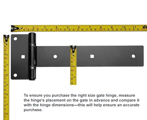 Heavy Duty T Strap Gate Hinges,12 Inch 4mm Thick - 180° Open | 2Pcs Hinges for Gate, Shed, Barn,Fence,Garden gate, Garage Door- Rust-Proof Black Steel Hinges(Patent Pending) - size: Middle