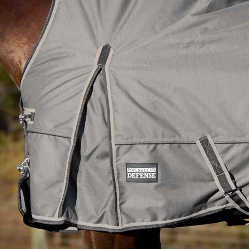 Jeffers Poplar Head Defense 1680 Denier Turnout Blanket with Extended Neck Design, Plymouth Brown 81"- 240g Polyfill, Waterproof, Breathable Horse Blanket, Ideal Protection for Winter, Medium Weight - size: 81 in