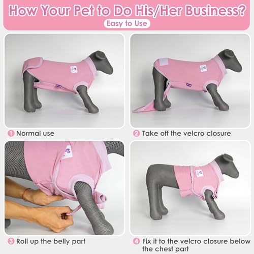 cyeollo 2pack Dog Surgery Recovery Suit Surgical Onesie for Female Dogs | After Spay & Neuter Body Suit, Prevents Licking, Cone Alternative, Protects Surgical Wounds, Easy Potty Access, 4-Way Stretch - color: 8# Pink & Purple (2Pack), size: X-Small (Back: