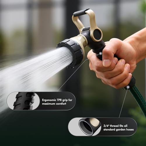 RESTMO Garden Hose Nozzle Heavy Duty, Fireman Style Water Hose Nozzle | Thumb Control & Large Lever Control, 7 Adjustable Spray Patterns Leak Proof Sprayer for Watering Plants, Car & Pet Washing - size: 7 Spray Patterns-Thumb Control