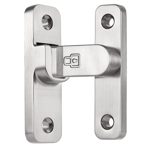 Silvery 90 Degree Right Angle Barn Door Latches，Flip Gate Lock | Zinc Alloy Sliding Door Latch Lock,Cabinet Lock,for bedroom,Wine Cabinet,drawer,cabinet,garage,window,Pet Cage - color: Silvery