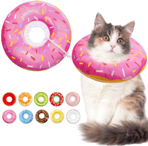Cat Cone Collar Soft, Adjustable Cat Recovery Cone (Pink, L) | Stop Licking, Cute Kitten Donut Collar After Surgery, Elizabethan Collars for Kittens, Lightweight Cats Neck Cones - color: Pink, size: Large