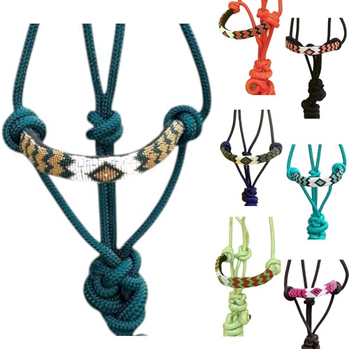 Majestic Ally Padded Beaded Nose Braided Rope Halter with 10' Matching Lead - Full (Hunter Green) - color: Hunter Green