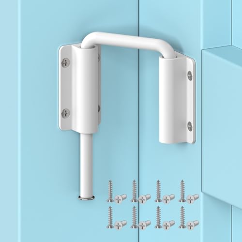 Upgraded Sliding Door Loop Lock, Barn Door Latch, White-1PC | 2.38″ Multi-Angle Locks for 90/180 Degree Aluminum Alloy Security Gate Latches for Fence, Window, Closet, Bedroom, Screen - color: White-1PC
