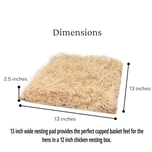 Chicken Nesting Pads for Chicken Coop Accessories - 12 Pack - USA Aspen - Professional Grade Excelsior Bedding - Easy Clean Up - Absorbs Moisture 100% Natural, Liners for Laying Hens - Fits 12x12 Box