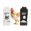 Automatic Chicken Oyster Shell and Grit Feeder, Spill-Proof Hanging Gravity Poultry Feeding Equipment, Metal Chicken Feeder 2Pack (Black & Red) (Black and White)