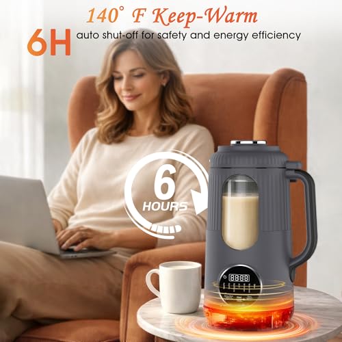 SilkSpin Milk-Smooth Nut Milk Maker Machine, Small Countertop Blender, Homemade Oat, Almond, Soy, Plant-Based Milk, Juice, MilkShake 35oz Automatic Soybean Milk Maker, Charcoal Gray