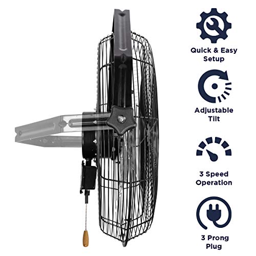 Maxx Air Wall Mount Fan | 18" Commercial Grade Fan for, Garages, Shop, Barns and Patios for Indoor Use | Easy Operation and Powerful 1,450 CFM | Residential Wall Mount - size: 18" Residential Wall Mount