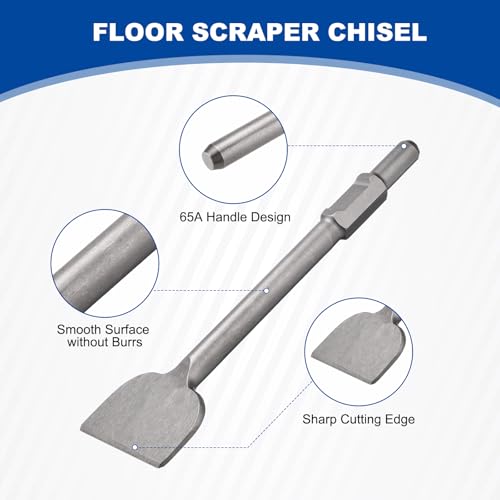 HARFINGTON 65A Shank Floor Scraper Chisel 16.1" x 4.72" Steel Jack Hammer Chisel Bit for Electric Demolition Gardening Landscaping Digging Cutting - size: 16.1" x 4.72"