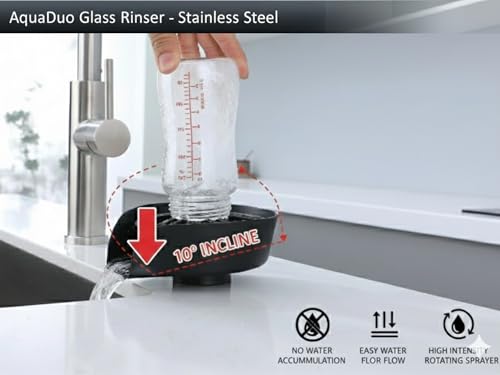 AquaDuo Glass Rinser and Kitchen Sink Sprayer Combo, Stainless Steel Cup Washer, Cup Cleaner, Bottle Washer, Glass Cleaner, Bar Sink Attachment, Pull Out Sprayer (Matte Black (Stainless Steel)) - color: Matte Black (Stainless Steel)