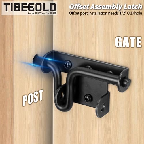 Slide Bolt Gate Latch with Padlock Hole, Heavy Duty Fence Sliding Bolt Gate Latch for Wooden Fence, Slide Latches Outdoor Doors for Wood Vinyl Fence Barn Shed, Black, 1 Pack
