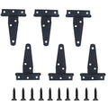 6PCS 3" Heavy Duty T-Strap Hinges, Black Rustic Iron Hinge, Rustproof Gate Tee Hinges for Outdoor Sheds, Barn Doors & Wood Fences-Thickness 1.2mm - size: 3 Inch