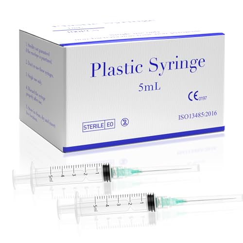 100 Pack 5ml 21Ga 1.5 Inch Industrial Syringes, Plastic Disposable Syringe for Scientific Labs, Liquids Refilling and Measuring - style: 5ml-21G 1.5"