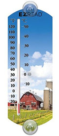 Headwind Consumer Products 840-0055 EZREAD Indoor/Outdoor Thermometer with Farm 10" - color: Blue/White/Red