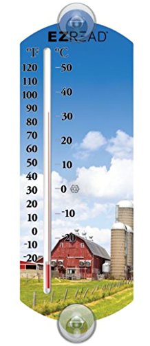 Headwind Consumer Products 840-0055 EZREAD Indoor/Outdoor Thermometer with Farm 10" - color: Blue/White/Red