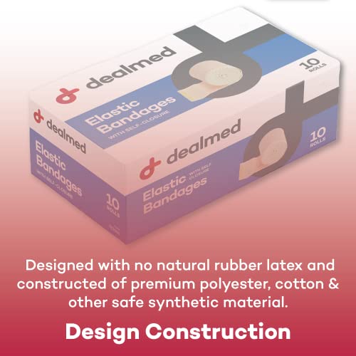 Dealmed 3" Elastic Bandage Wrap with Self-Closure - 10 Count (1 Pack) | Cotton Polyester Blend, Individually Packed, Breathable 5 yd Stretch Fabric, For Sprains Strains Edema, 10 Total Rolls - size: 10 Count (Pack of 1)