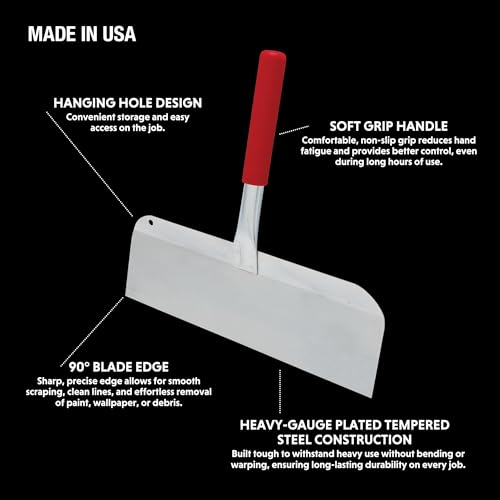 12" Do-All Scraper | Advance Equipment MFG Co. | Multi-Use Scraper with 4" Beveled Tempered Steel Blade – Built for Drywall, Paint, Spray Shield | Model DA-12 | USA Made, 100+ Years Family Owned - color: 12 Inch