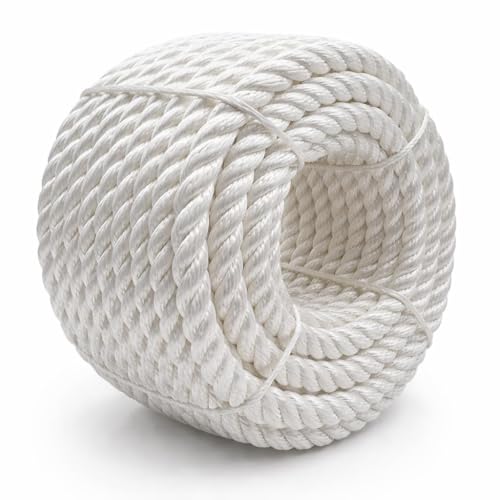 5327lbs Heavy Duty PP/Polyester/Nylon Rope, White, 3/8inX98FT | Weather-Resistant & Waterproof Rope for Pool, Camping, Construction & Rigging Applications - color: White, size: 3/8in X 98FT