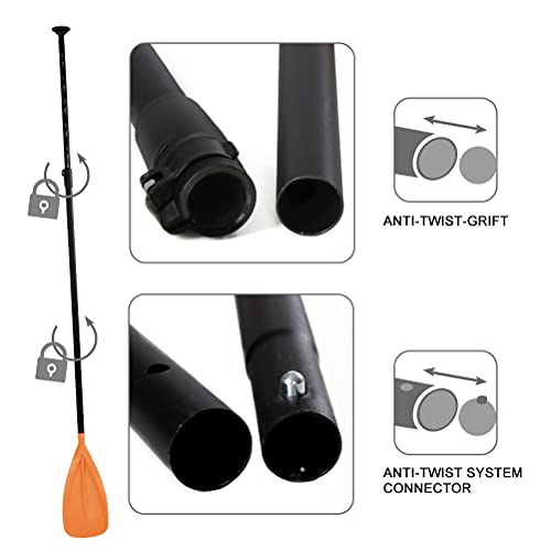 Karltion SUP Paddle - 3-Piece Adjustable Aluminium SUP Paddle with Glass Fiber Blade for Surfing, Floating, Water Sports - color: Orange