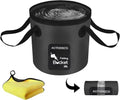 Collapsible Bucket 5 Gallon Container Folding Water Bucket Portable Wash Basin 20L - color: Black