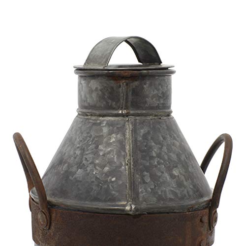 Deco 79 Metal Galvanized Milk Can, 13 by 7-Inch