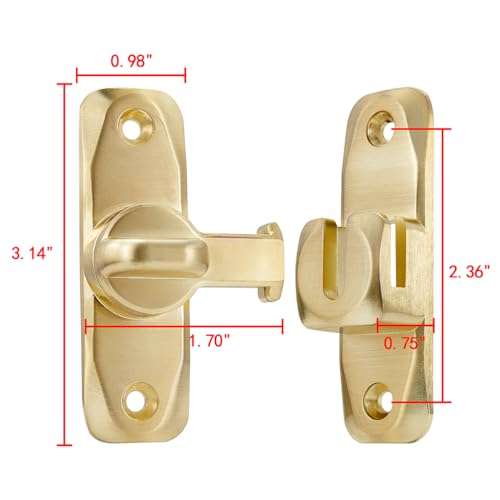 2 Packs Gold Barn Door Latches,90/180 Degree Gate Lock_B | Zinc Alloy Right Angle Door Lock Latch,Flip Gate Latches,Sliding Door Latch Lock,for Cabinets,Fence Gates,Pet Cage - color: Gold