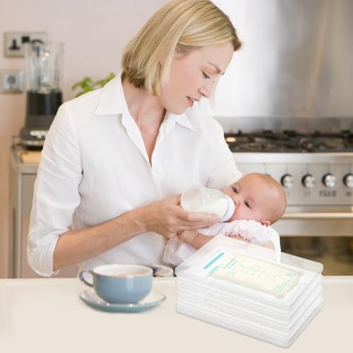 18 Pcs Clear Flat Breast Milk Freezer Storage Organizer Space Saving Breastmilk Storage Breastmilk Freezer Tray Breastfeeding Bag Organization, 7.48 x 5.11 x 0.67 in