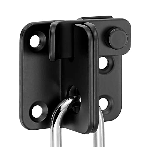 2 Set Black Flip Latches with Padlock Hole，1.81”x1.77”Slide Bolt Latch_R | Stainless Steel Sliding Barn Door Lock ,for bedroom,drawer,Wine Cabinet,cabinet,garage,window,pet enclosures - color: Small_Black Right Open_2 Pack
