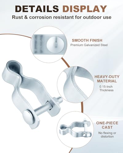 Gate Frame Hinges Fit 1-3/8" OD, Galvanized Chain Link Fence Gate Hinges | Fits 5/8" Pin Hole Heavy Duty Fence Gate Hinges for chain link fence gates, driveway gates, farm gates, other outdoor gate - size: 1-3/8inch