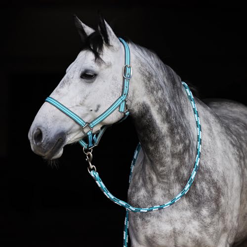 Horze Adepto Soft Durable Polyester 7' Lead Rope with Snap Hook | Horses and Livestock - color: Canal Blue