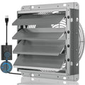 Hon&Guan 14 Inch Shutter Exhaust Fan with Stepless Speed Controller, 882 CFM High Airflow, 1600 RPM Wall Vent Fan, Automatic Gravity Shutters, Easy Install for Garage, Shed & Greenhouse, Gunmetal Gray - color: Gray, size: 14 Inch