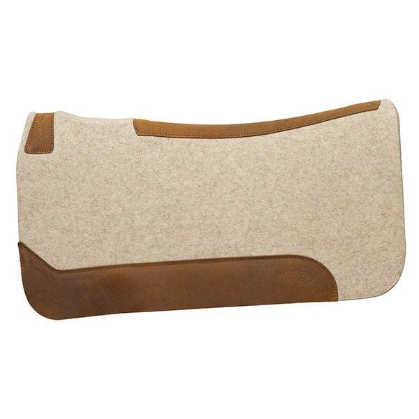 Weaver Equine Wool Blend Felt Western Saddle Pad for Horses, 30" x 30" | Shock-Absorbing Shape Helps Reduce Pressure & Improve Comfort for Long Rides, Daily Training, Trail & Ranch Work, Tan - size: 30" L x 30" W - 1" Thick