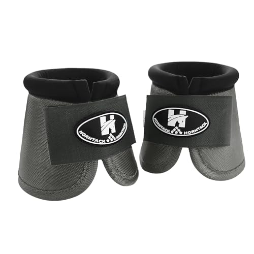 Horse Bell Boots for Outdoor Sports(Charcoal Grey, XL) | Comfortable fit, prevents sprains, convenient hook and loop design, durable outdoor protection - color: Charcoal Grey, size: XL