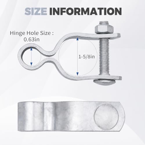 2-Pack Female Gate Hinges for 1-5/8 in OD Chain Link Posts | Pairs with a 5/8 in male pin, Galvanized steel for outdoor use, Bolts and nuts included, For repair or new installation - size: 1-5/8 Inch