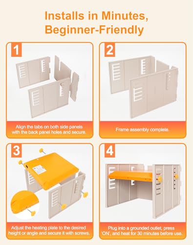 Chicken Coop Heater - Briidea 80W Chick Brooder Heating Plate with Constant Heat, 10 PET Cleaning Film, Adjustable Height & Angle, Cozy as a Mother Hen for 15 Small Poultry 10" x 10" - color: Fence style