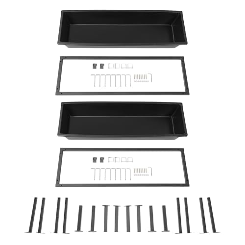 2 Pcs Livestock Feeders Water Trough 42" Long 11 Gallon with | Adjustable Stand for Feeding Farm Livestock Sheep Horses Chickens Pigs and Cattle Steel+Plastic Powder Coated