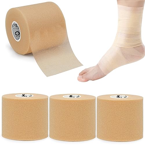 OK TAPE Pre Wrap Tape 4-Rolls 120 Yds Athletic Foam Underwrap for Sports | Soft, Breathable, Skin-friendly and Latex-free, Protect for Ankles Wrists Hands and Knees, 2.75 Inches - Beige - color: Beige, size: 2.75 Inch x 30 Yards
